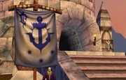 Theramore's banner and a player character