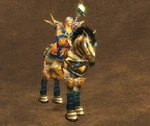 A Human Mage riding a Swift White Steed, an Alliance Epic Mount.