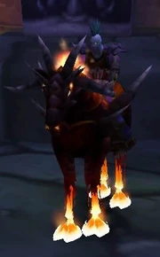 An Undead Warlock mounted on a Dreadsteed.