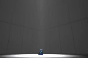 The white tiled prison room