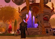 Bebuzzu standing in the Town Square, partially made from his efforts.