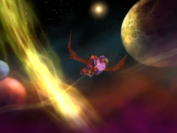 Zima and Sharpbeak in the skies of Outland.