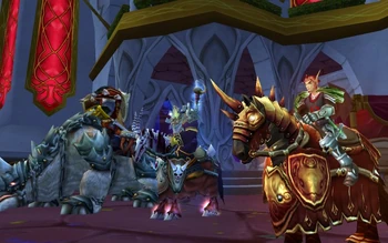 Joshmaul and the tauren warrior Cyradwanu alongside Zynn Proudheart, a newly minted Blood Knight Master - the second blood elf Joshmaul had aided in their quest to obtain this rank