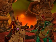 Two trolls riding Raptors.