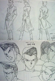Tristan's design incorporates multiple layers of clothing and a wide range of expressions. Depicted here is the character in the full regalia from front, side, and rear views and alongside views of his head from different angles.
