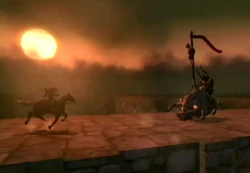 Link and King Bulblin do battle on the Bridge of Eldin