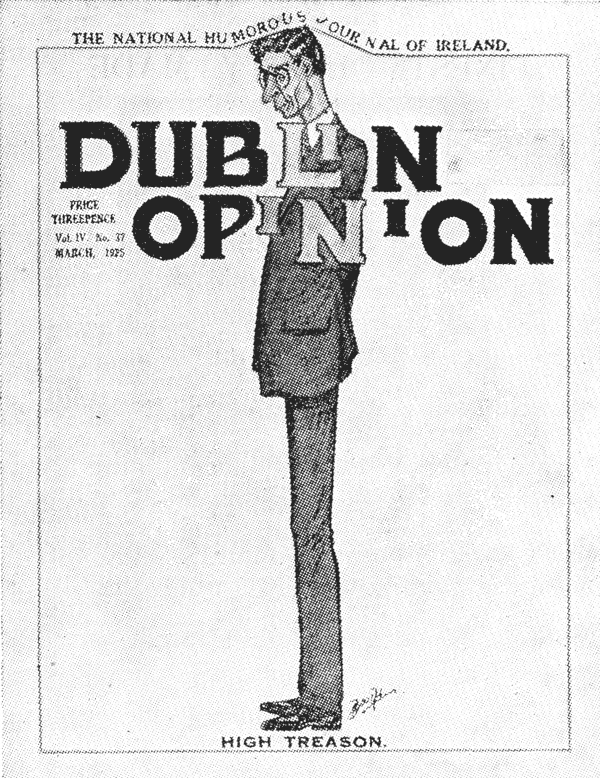 Arthur Booth caricatures Eamon De Valera on the cover of Dublin Opinion