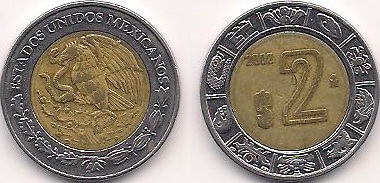 Mexican 2 peso coin - Currency Wiki, the online numismatic encyclopedia